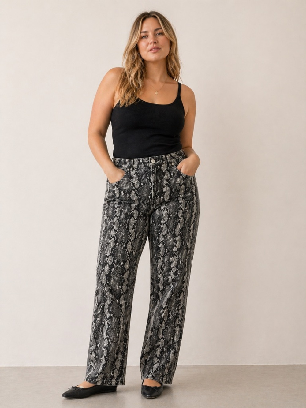 Carreli Snake Print Pants | Animal Print Straight Leg | Size 38” waist NWT